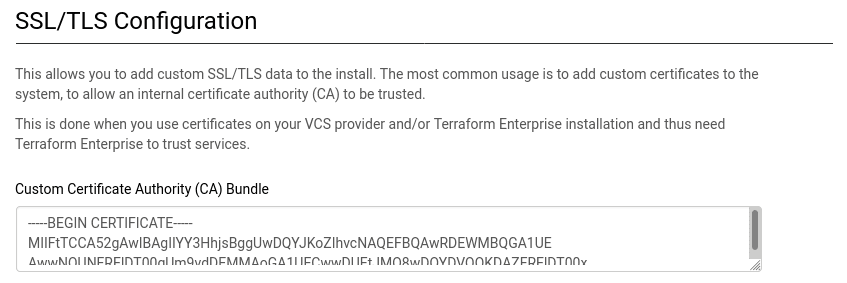 Terraform Enterprise Certificate Authority User Interface