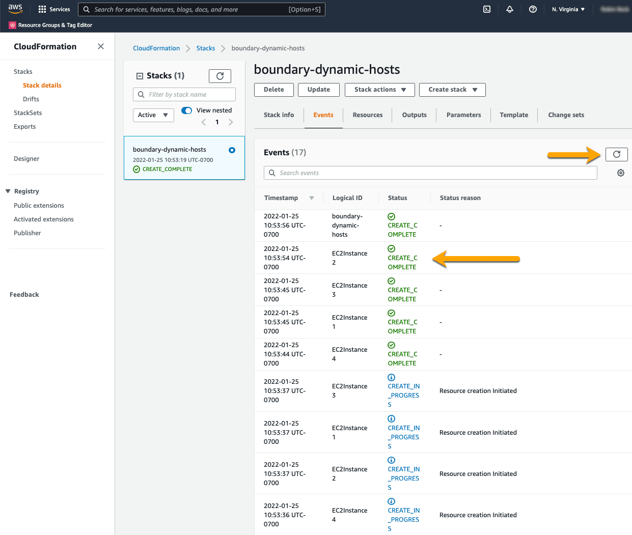 AWS CloudFormation Stack Status